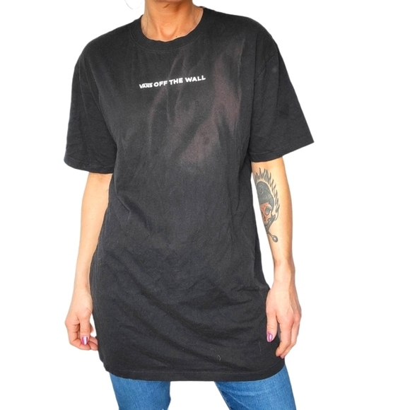 Vans of the Wall Cotton Shirt Size Small Black Bleached - Picture 2 of 5